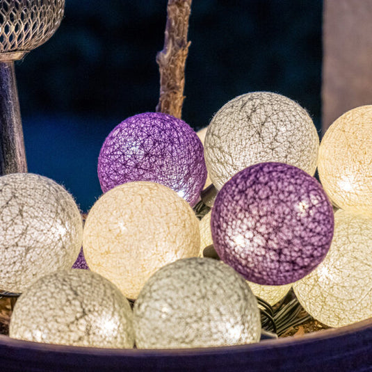 GUIRLED –  Paarse Waterdichte en op zonne-energie werkende lichtslinger met LED-ballen