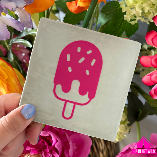 Tegeltjes ijsje in mint of roze