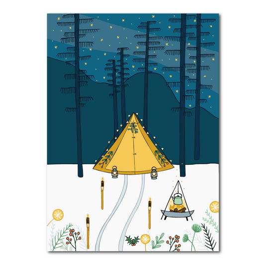 Tent - kerstkaart inclusief envelop