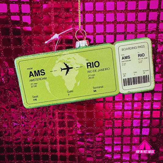 Yub in de Boom | Boardingpass Amsterdam - Rio kerstornament