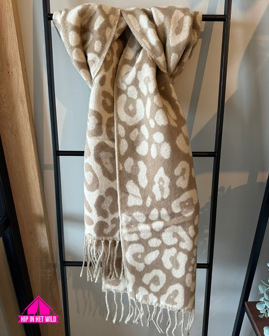 Beige panter sjaal