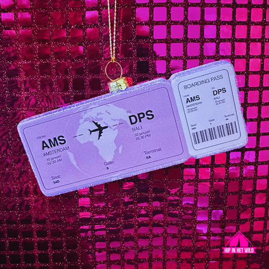 Yup in de Boom | Boardingpass Amsterdam - Bali kerstornament