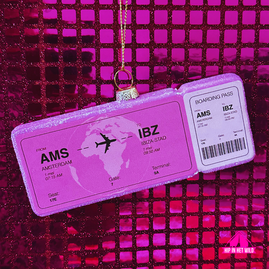 Yup in de Boom | Boardingpass Amsterdam - Ibiza kerstornament