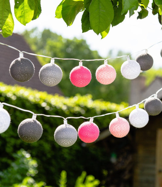 Cotton Ball Lights - Buitenlichtslinger  - Roza