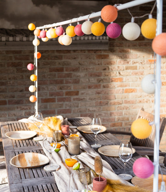Cotton Ball Lights - Buitenlichtslinger - Coral