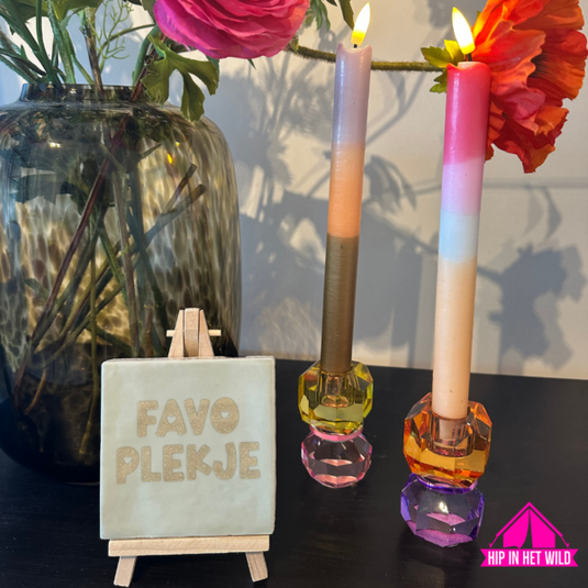 Tegeltje mint met Favo Plekje met gouden glitter letters