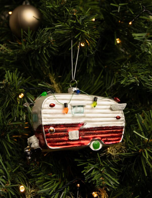 Glazen Kerstbal Caravan 13cm
