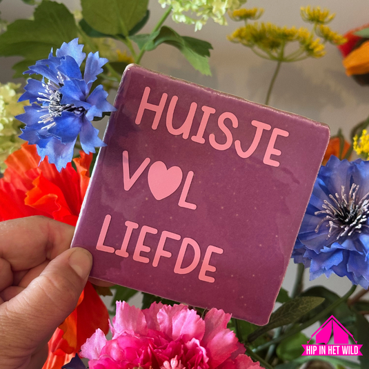 Tegeltje Paars Huisje vol Liefde