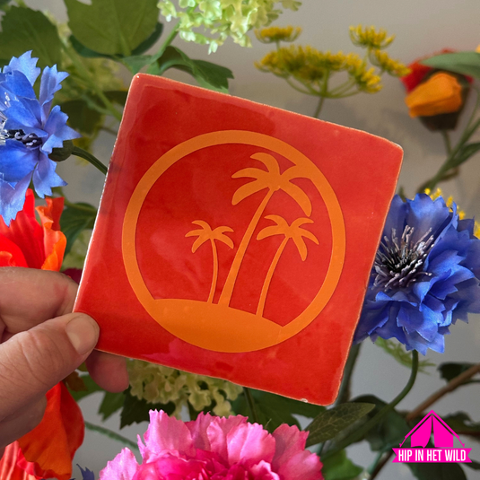 Tegeltje Rood met Palmbomen