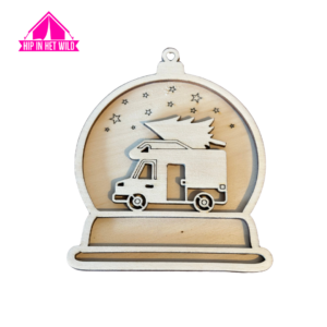 3D kerst sneeuwbal hanger - caravan - camper of vouwwagen