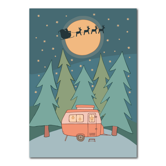Caravan kerstman - kerstkaart inclusief envelop