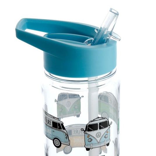 Volkswagen busje waterfles 550ml met rietje blauw