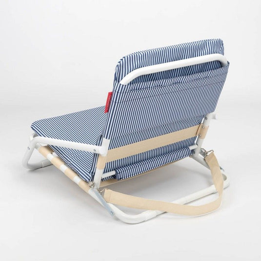 Blauw gestreepte strandstoel
