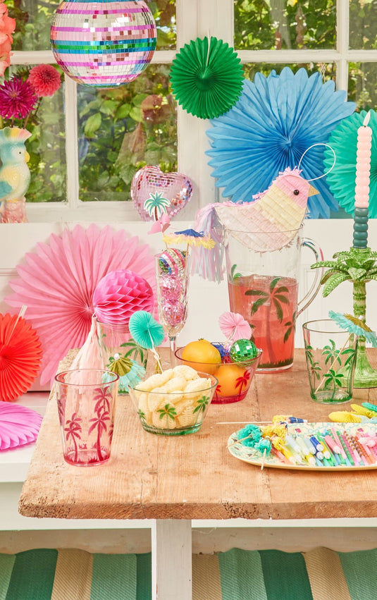 Rice – Kunststof Glas - Palmbomen - Roze