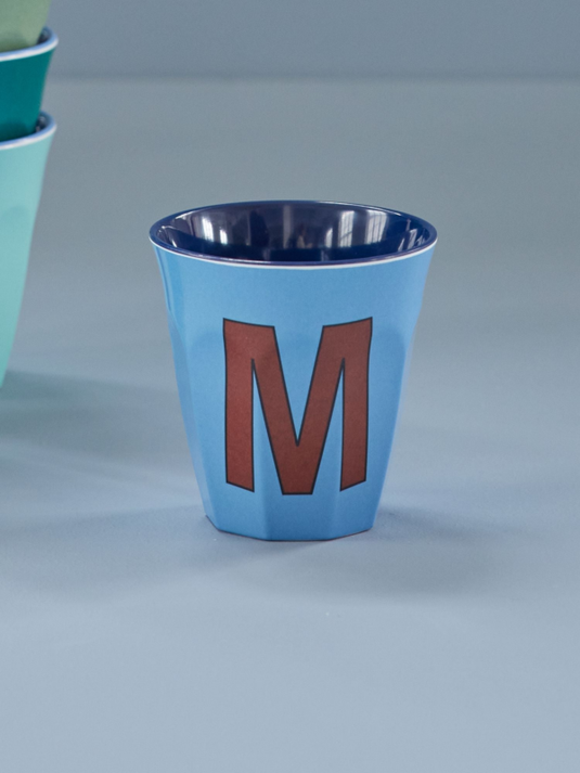 Rice – Melamine Alfabetbeker – Stoffig blauw - M