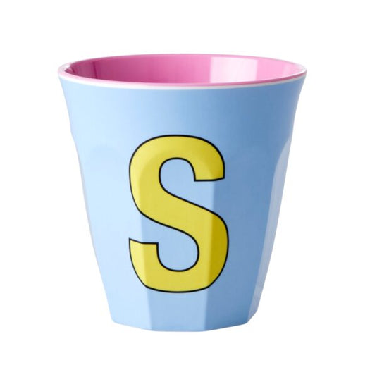 Rice – Melamine Alfabetbeker – Zacht Blauw - Letter S
