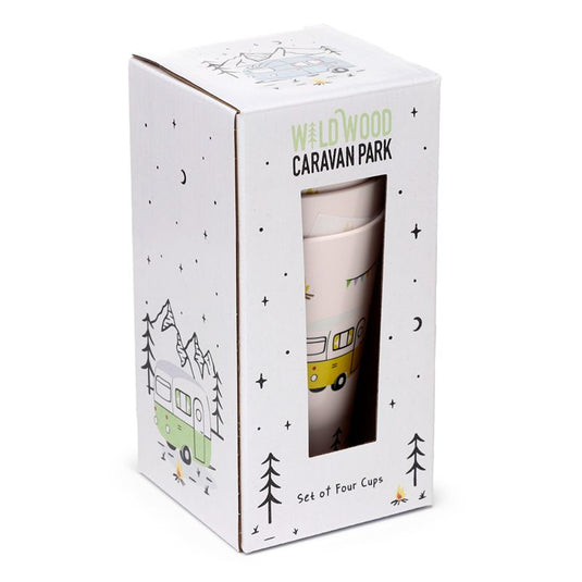 Wildwood set van 4 duurzame RPET bekers met caravan en camper print