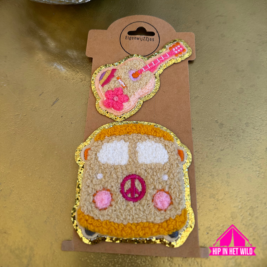 Strijkpatches Gitaar en Retro Bus
