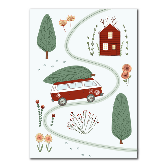 Camperbusje - kerstkaart inclusief envelop