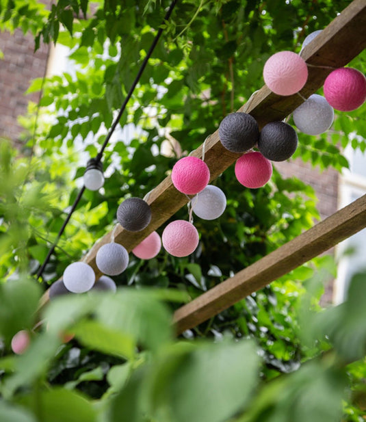 Cotton Ball Lights - Buitenlichtslinger  - Roza