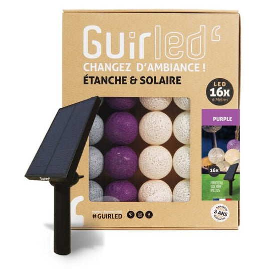 GUIRLED –  Paarse Waterdichte en op zonne-energie werkende lichtslinger met LED-ballen
