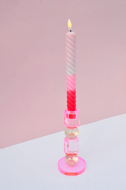LED swirl kaars zacht roze p.s.