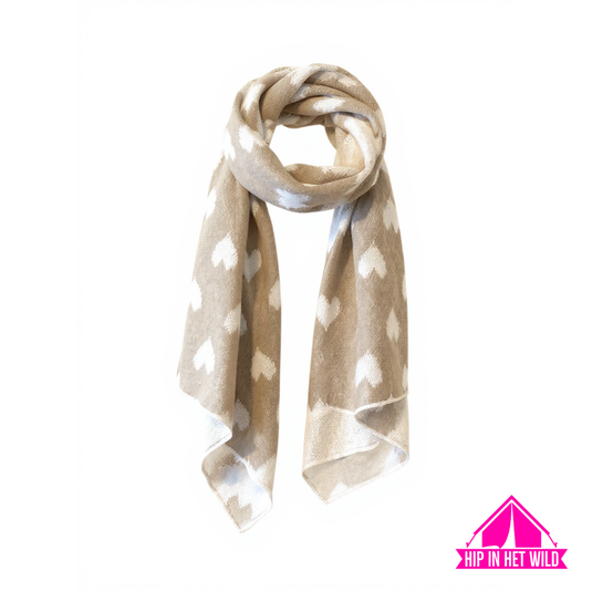 Beige hartjes sjaal
