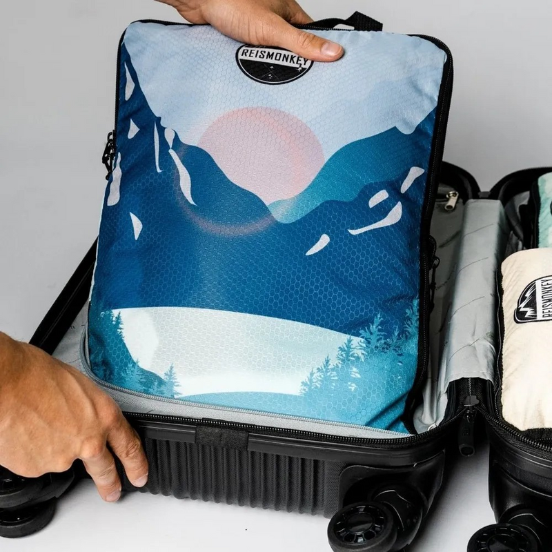 Afbeelding laden in Galerijviewer, Reismonkey Compress-it™ Packing Cubes – Koffer Organizer met Compressie – Set van 3 - print
