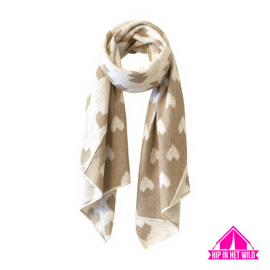 Beige hartjes sjaal
