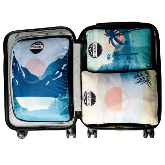 Reismonkey Compress-it™ Packing Cubes – Koffer Organizer met Compressie – Set van 3 - print