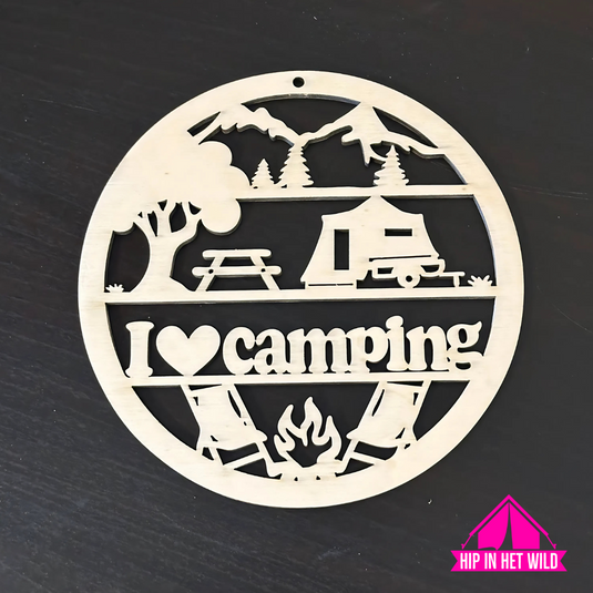 Houten naamcirkels 25cm in caravan, camper, tent, bus hefdak of campervan