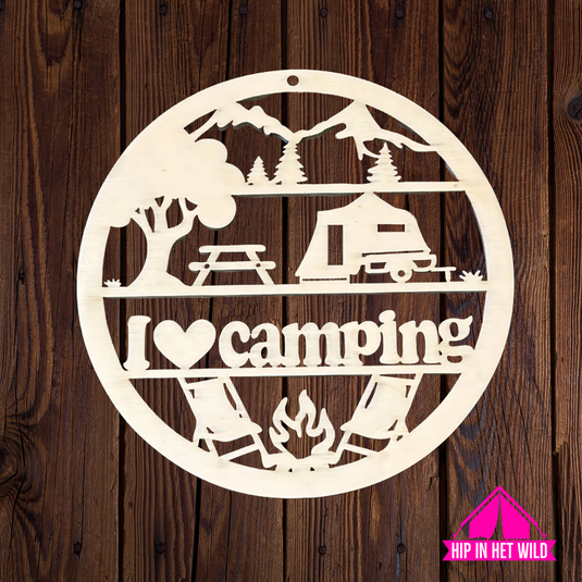Houten naamcirkels 15cm in caravan, camper, tent, bus hefdak of campervan