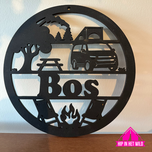 Houten naamcirkels 15cm in caravan, camper, tent, bus hefdak of campervan