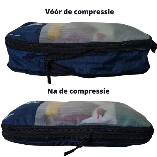 Reismonkey Compress-it™ Packing Cubes – Koffer Organizer met Compressie – Set van 3 - doorzichtig