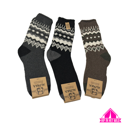 100% wollen Alpaca herensokken - 2 paar