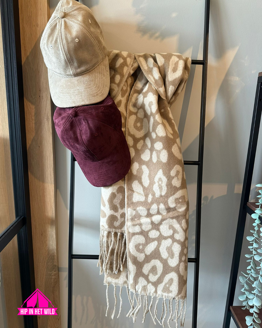 Beige panter sjaal