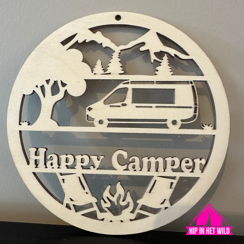Afbeelding laden in Galerijviewer, Houten camping cirkels met tekst en diverse afbeeldingen
