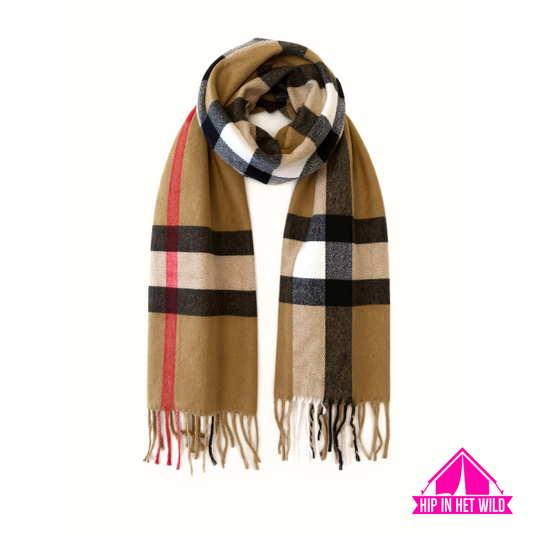 Sjaal met ruiten camel