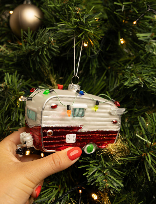Glazen Kerstbal Caravan 13cm