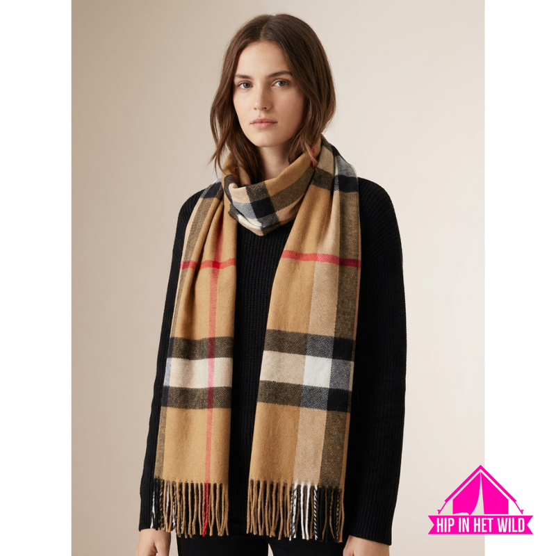 Afbeelding laden in Galerijviewer, Sjaal met ruiten camel
