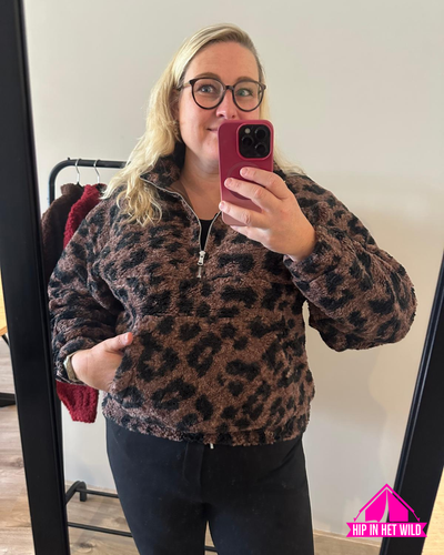 Warme Teddy Pantertrui met Rits – Bruin