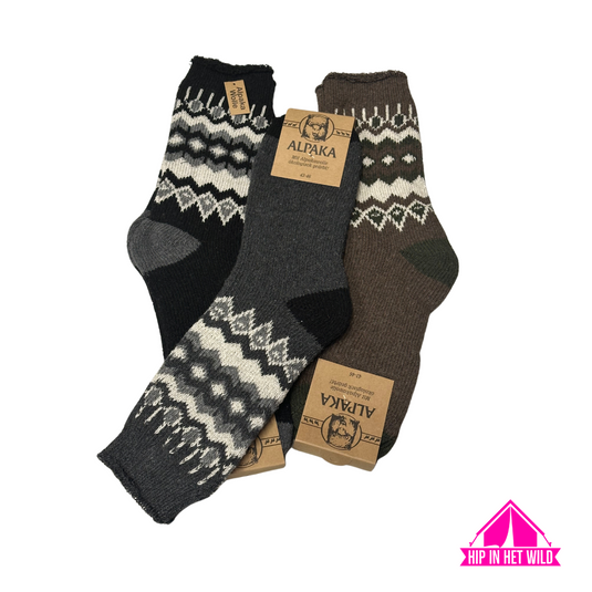 100% wollen Alpaca herensokken - 2 paar