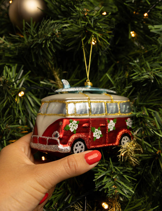 Glazen Kerstbal VW T1 Bus 12cm