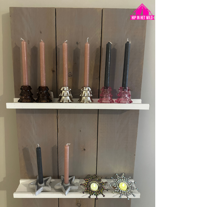 Afbeelding laden in Galerijviewer, Waxinelichthouder ijskristal – met parelmoer steentjes
