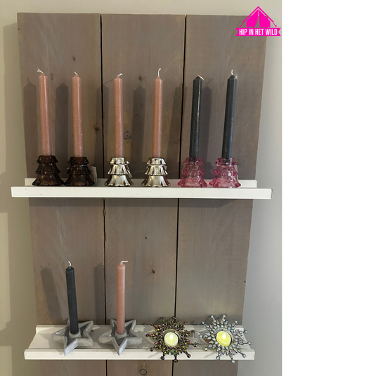 Waxinelichthouder ijskristal – met parelmoer steentjes