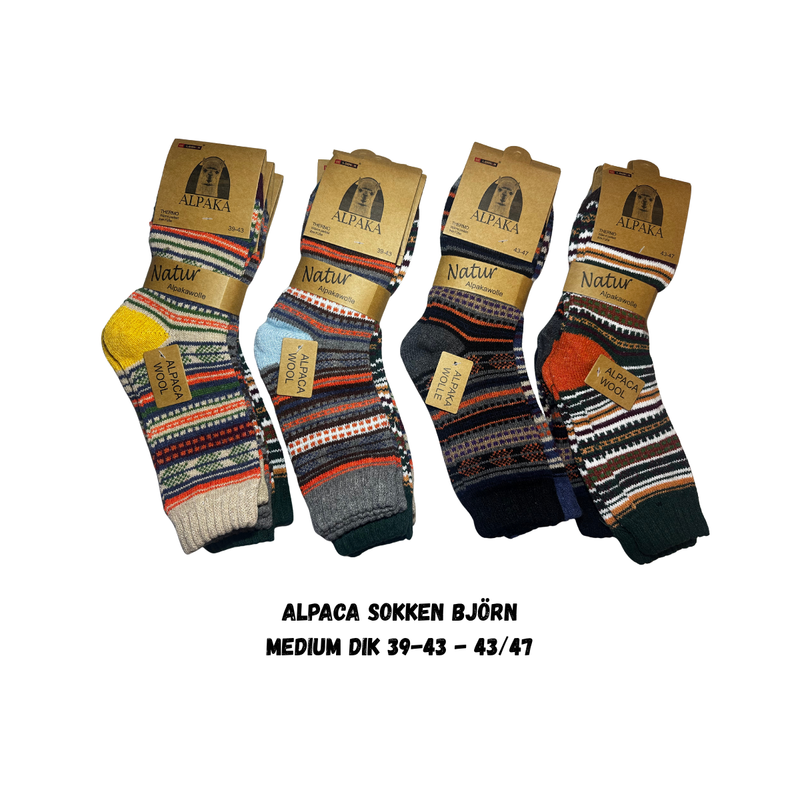 Afbeelding laden in Galerijviewer, 100% Alpaca wollen sokken Björn – heren – set van 3 paar
