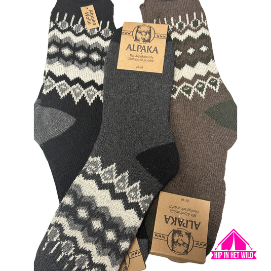 100% wollen Alpaca herensokken - 2 paar
