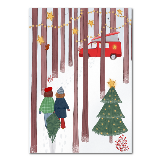 Campervan – kerstkaart inclusief envelop