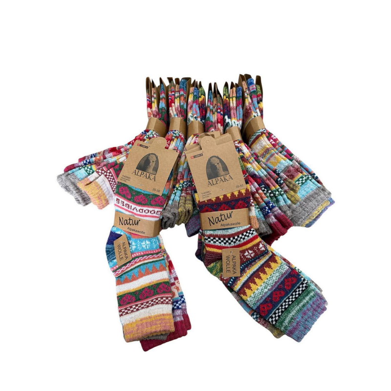 Afbeelding laden in Galerijviewer, 100% Alpaca wollen sokken Elin – dames – set van 3 paar
