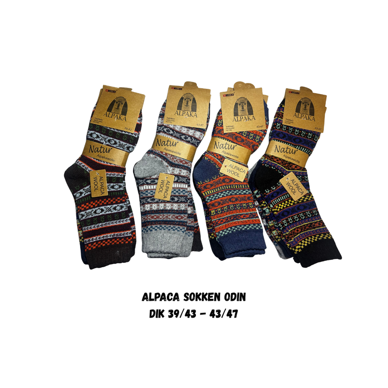 Afbeelding laden in Galerijviewer, 100% Alpaca wollen sokken Odin – heren – set van 3 paar
